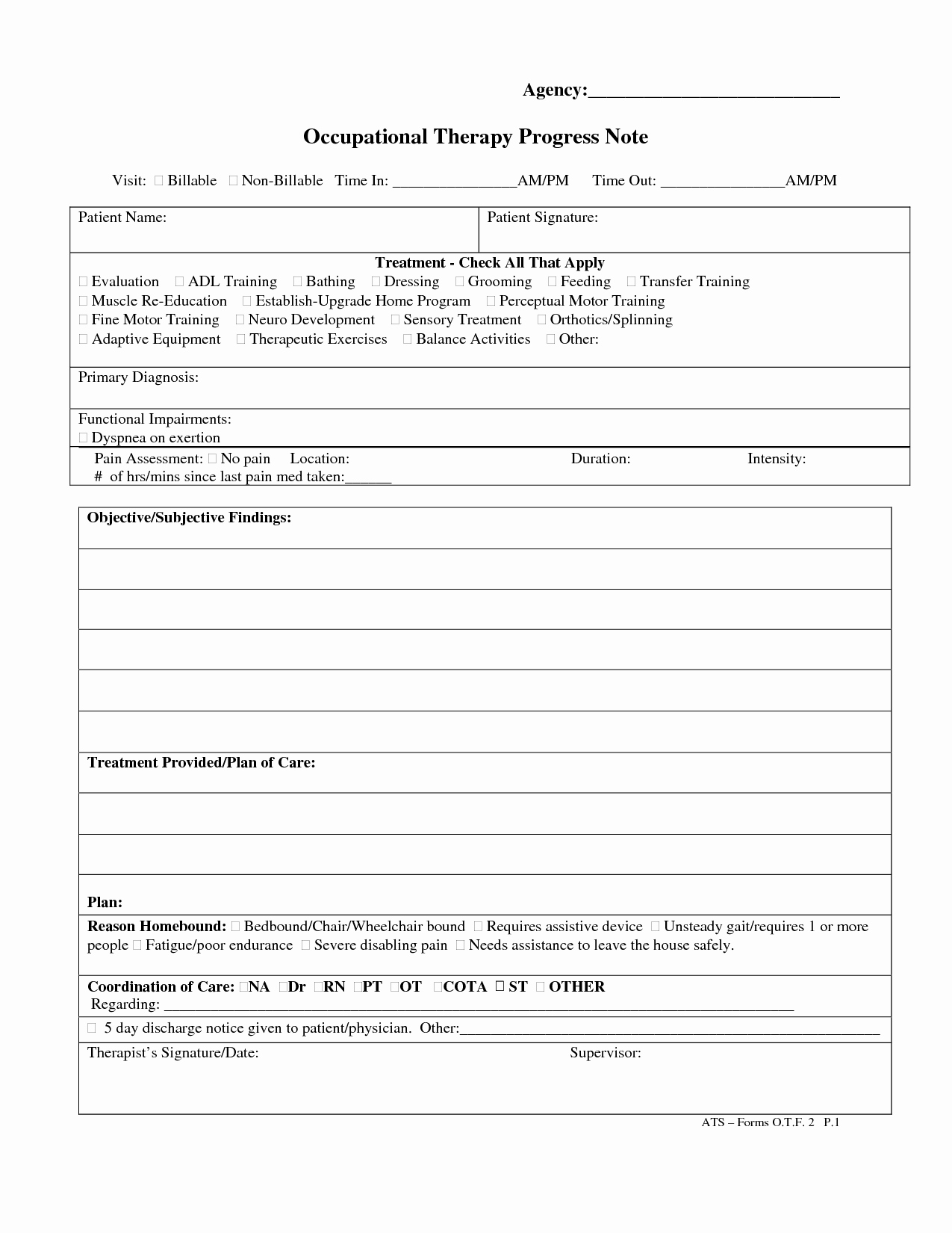 Therapist Progress Note Template Inspirational Tenncare Occupational therapy Templates