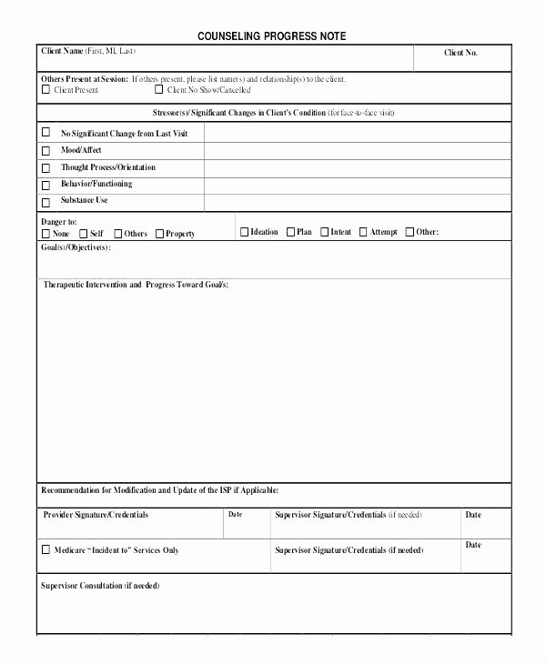 Therapy Progress Notes Template Free New Counseling Progress Note Template – Anafarjefo