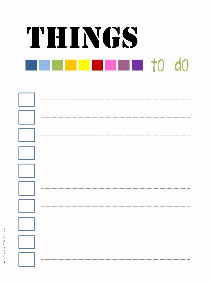 Things to Do Lists Template New to Do List Template