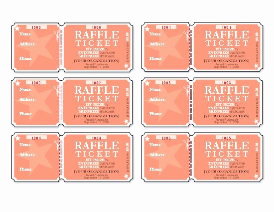 Ticket Template for Pages Awesome Raffle Tickets 6 Per Page Templates Fice