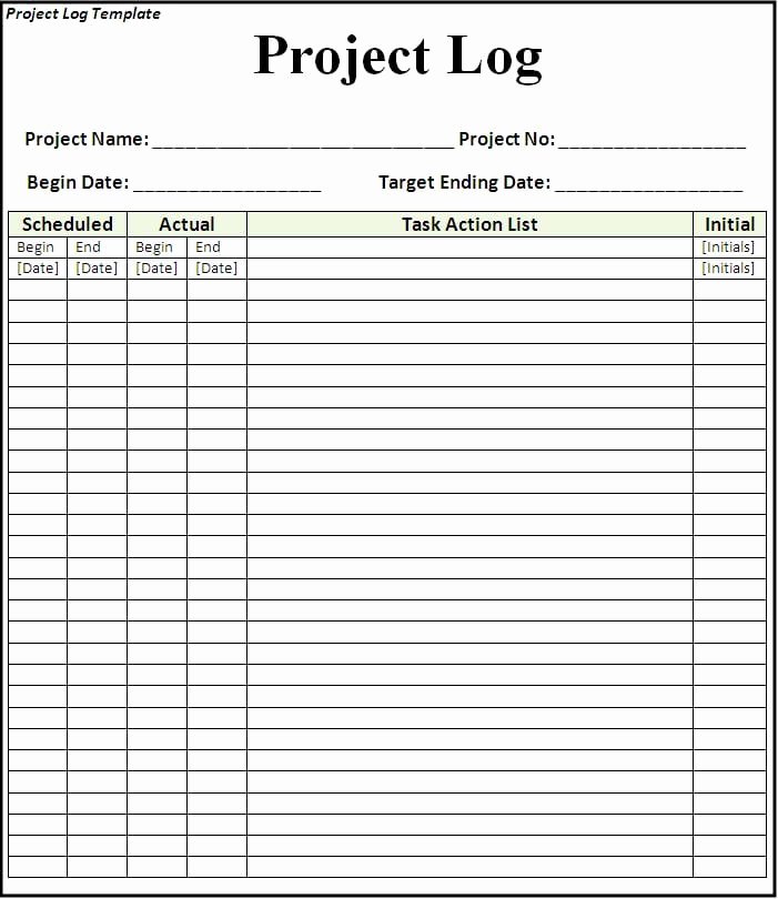 Time Management Log Template Luxury 7 Free Project Log Templates Excel Pdf formats