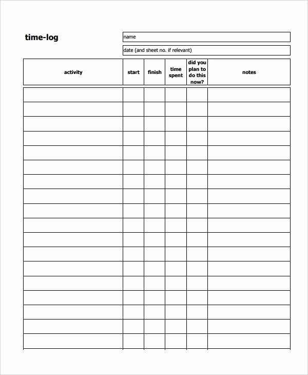 Time Management Log Template New 11 Time Log Templates Pdf Word Excel