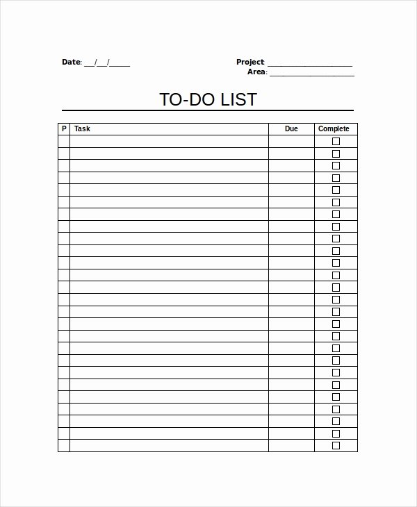 To Do Checklist Template Unique Work to Do List Template 6 Free Word Excel Pdf