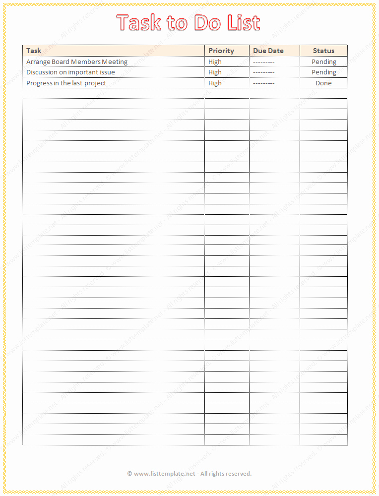 To Do List Template Word Lovely Task to Do List Template List Templates