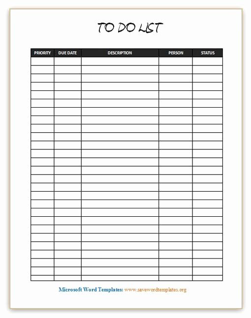 Todo List Template Word Luxury to Do List Template