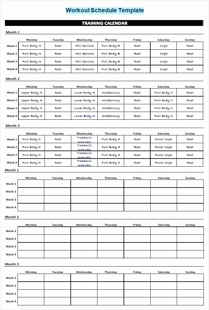 Training Calendar Template Excel Beautiful Army Training Calendar Template Excel Workout Schedule