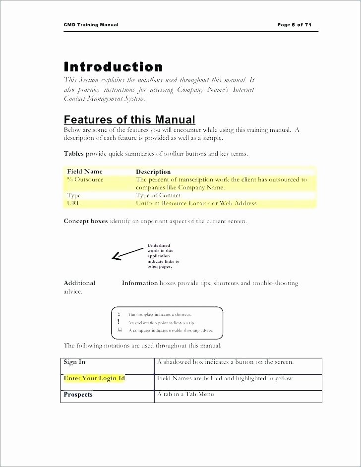 Training Manual Template Word Elegant Employee Training Manual Template Word Handbook