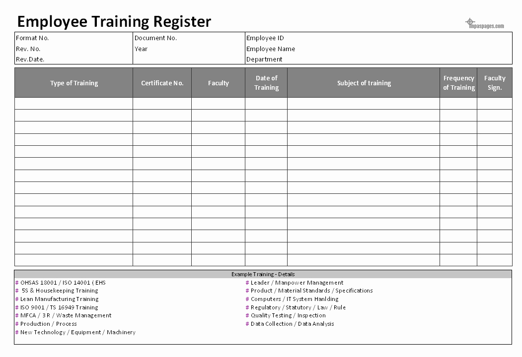 Training New Employees Template Awesome Excel Employee Training Log Template Free Human
