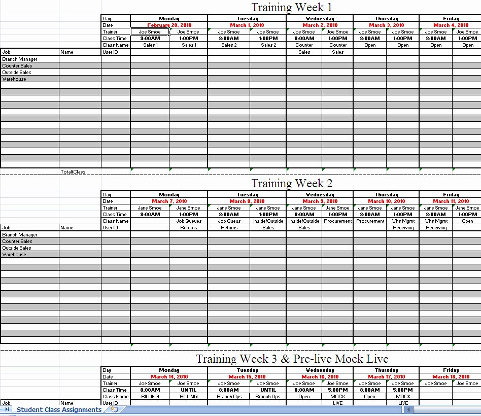 Training Schedule Template Excel Inspirational Erp Implementation Training