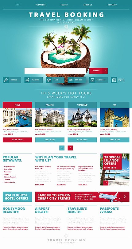 Travel Agency Website Template Luxury White &amp; Cyan Travel Agency Website Template by Glenn