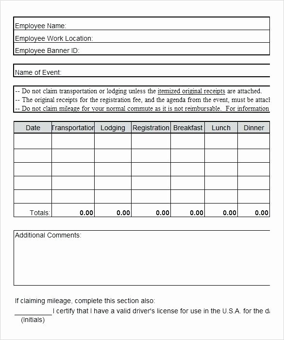 Travel Expense Report Template Excel Beautiful Expense Report form Template Pdf Free – Threestrands