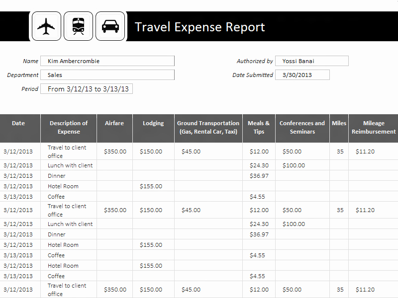 Travel Expense Report Template Excel Inspirational Travel Expense Report Template
