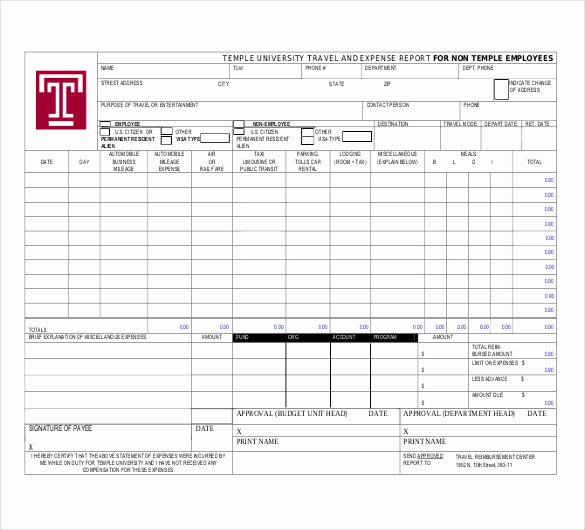 Travel Expense Report Template Excel Luxury Sample Expense Report