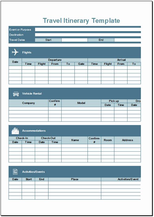 Travel Itinerary Template Excel Beautiful Excel Itinerary Planner Template Filename