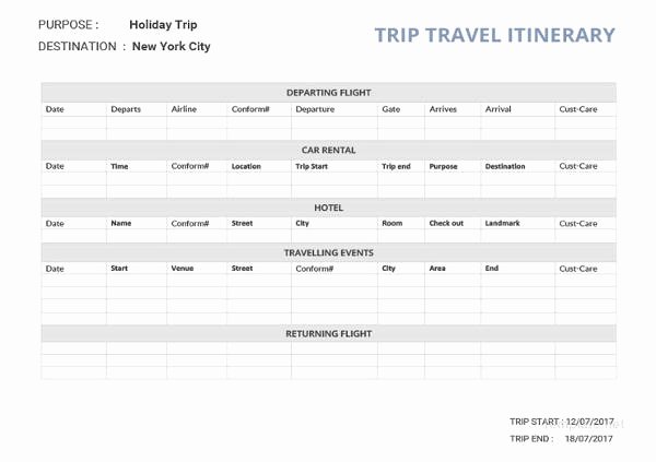 Travel Itinerary Template Word Fresh 33 Trip Itinerary Templates Pdf Doc Excel