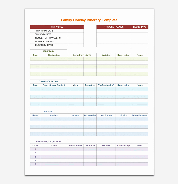 Travel Itinerary Template Word Lovely Vacation Itinerary Template 5 Planners for Word Doc