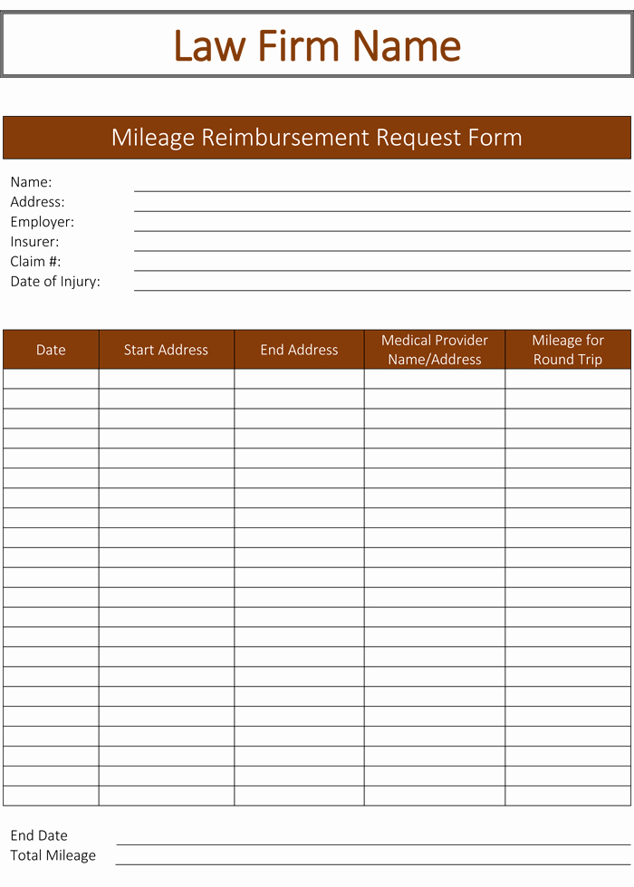 Travel Reimbursement form Template Unique 5 Mileage Reimbursement form Templates for Word and Excel