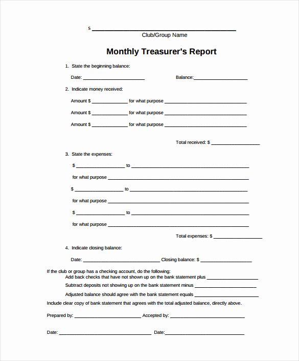 Treasurer Report Template Non Profit Elegant Treasurer Report Template 17 Free Sample Example