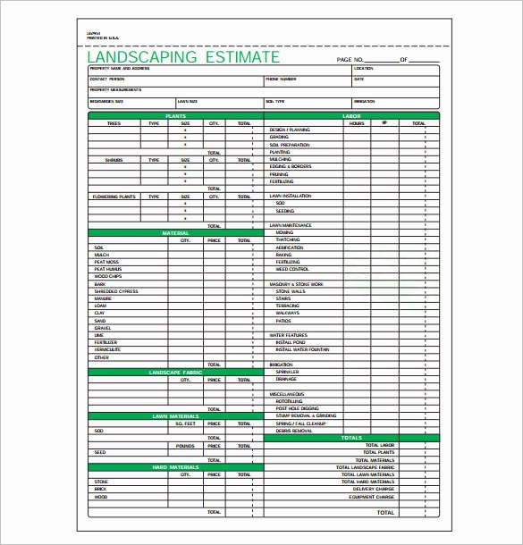 Tree Trimming Estimate Template New 10 Landscaping Estimate Templates Doc Pdf Excel