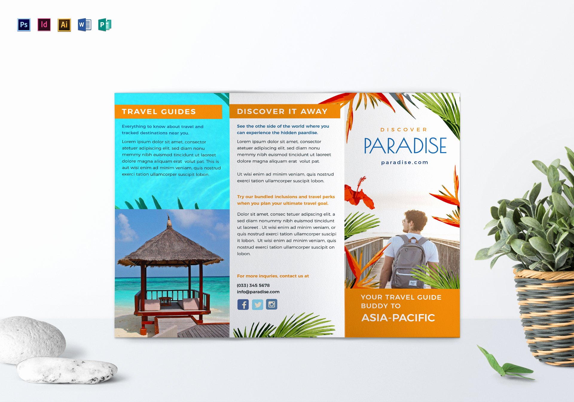 Tri Fold Travel Brochure Template Awesome Travel Tri Fold Brochure Design Template In Psd Word