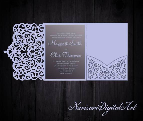 Tri Fold Wedding Invite Template Inspirational Tri Fold ornamental 5x7 Wedding Invitation Pocket Envelope Svg