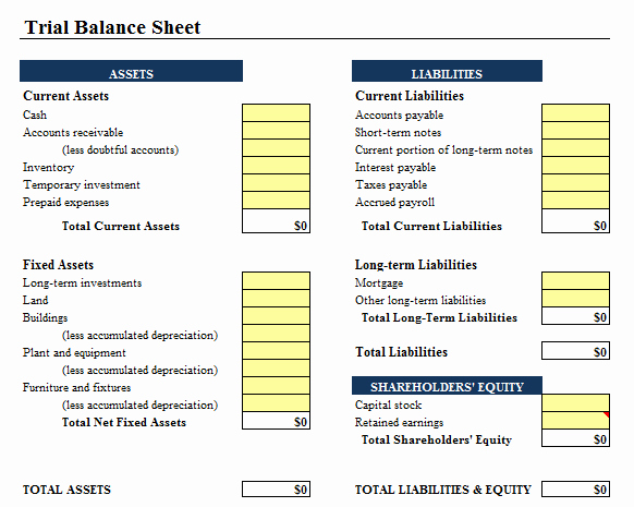 Trial Balance Template Excel Fresh 9 Balance Sheet formats In Excel Excel Templates