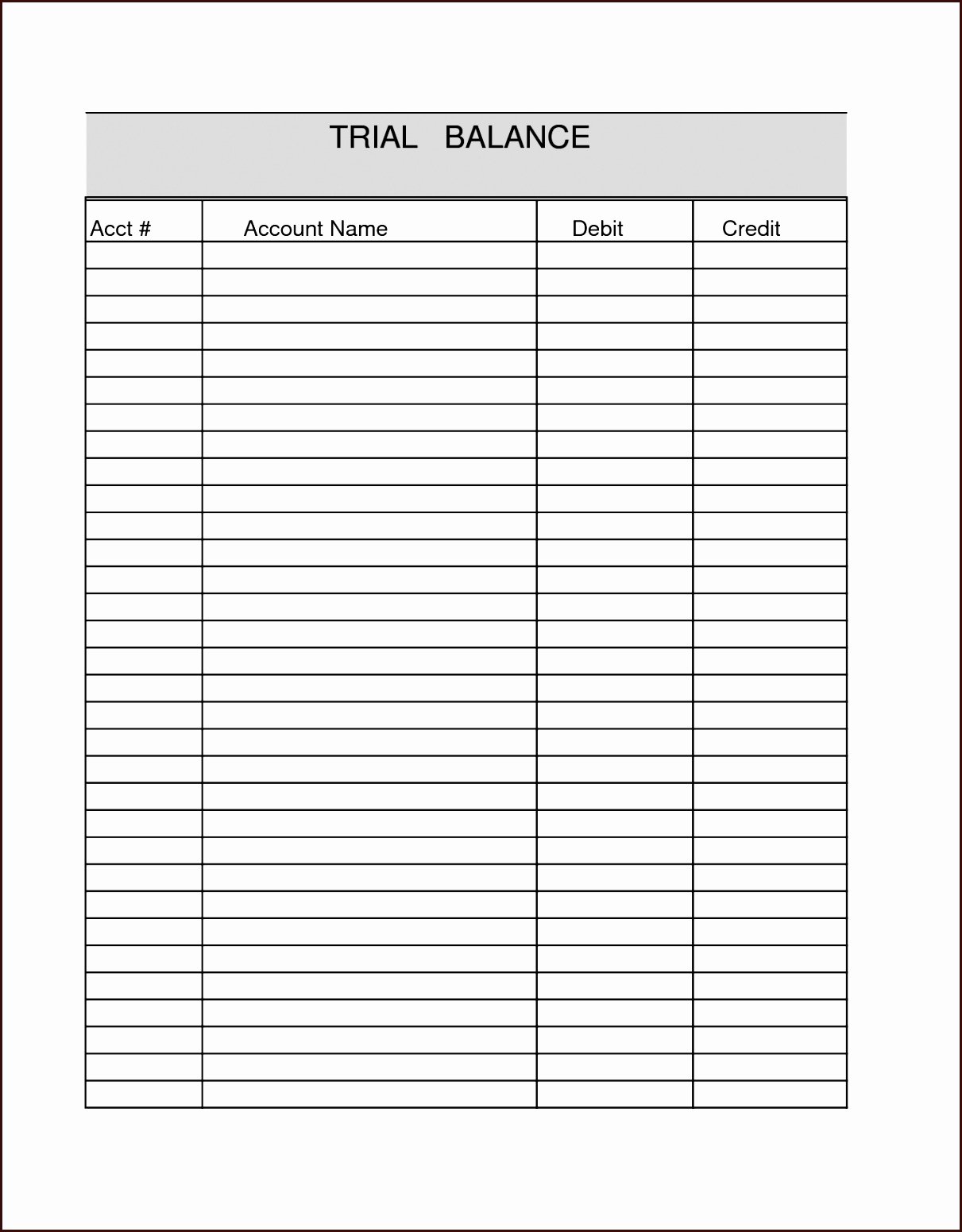 Trial Balance Template Excel Unique Blank Trial Balance Sheet Excel Spreadsheet Template Blank