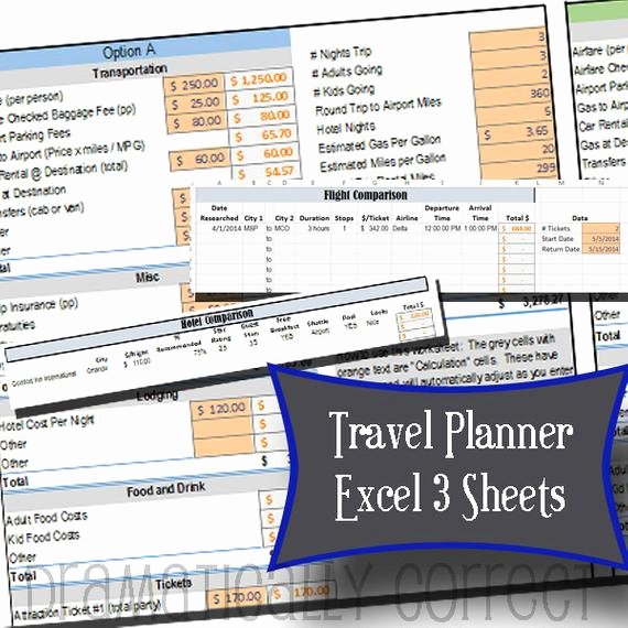 Trip Planner Template Excel Fresh Excel Workbook Travel Planner forms 3 Sheets Hotel Parison