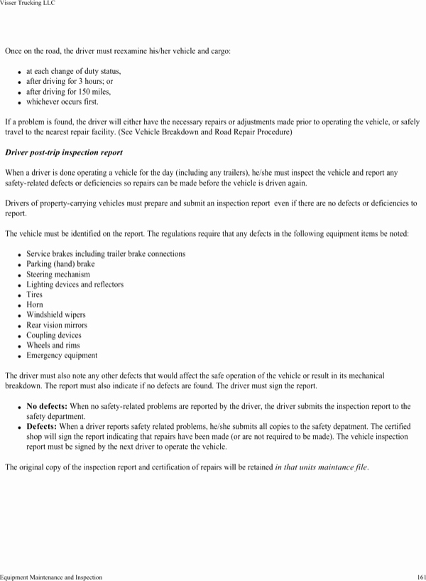 Trucking Company Safety Policy Template Fresh Download Visser Trucking Pany Safety Policy Template