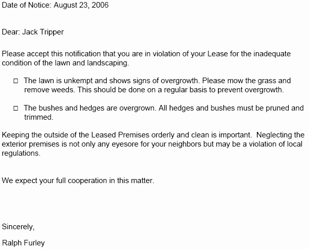 Unauthorized Tenant Letter Template Elegant Lease Violation Notice – Tenant Violation Notices
