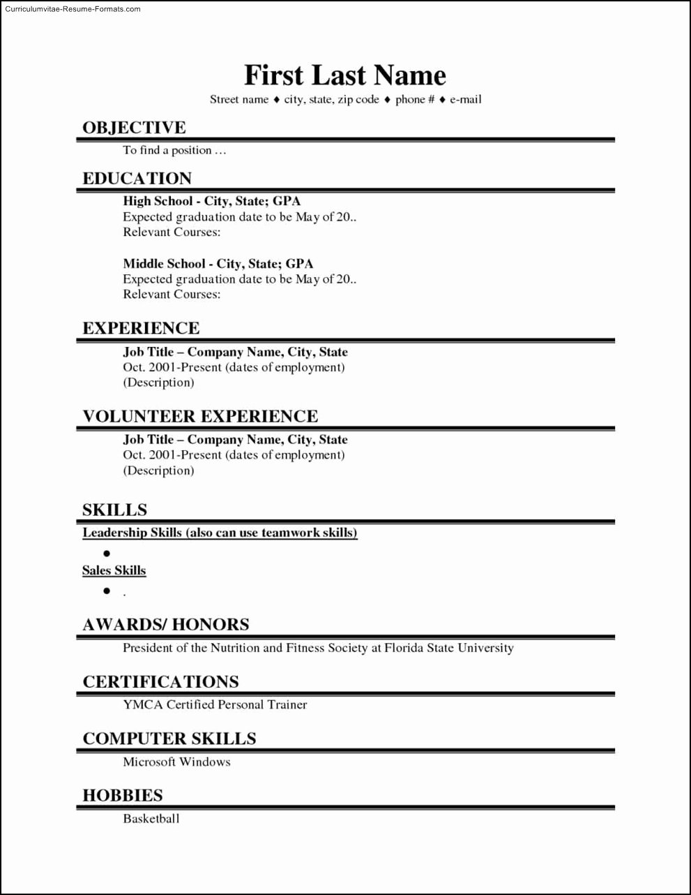 college student resume template microsoft word
