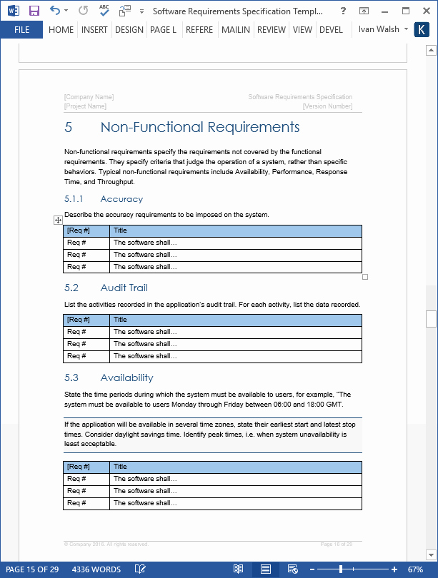 Use Case Documentation Template Fresh software Requirements Specification – Ms Word Template