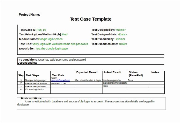 Use Case Documentation Template Fresh Test Case Template
