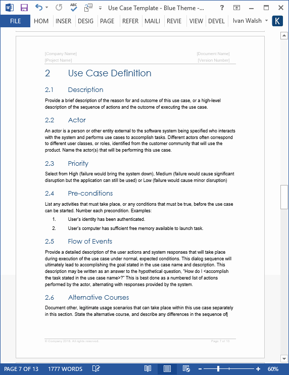 Use Case Documentation Template Fresh Use Case Template – Ms Word &amp; Visio Templates
