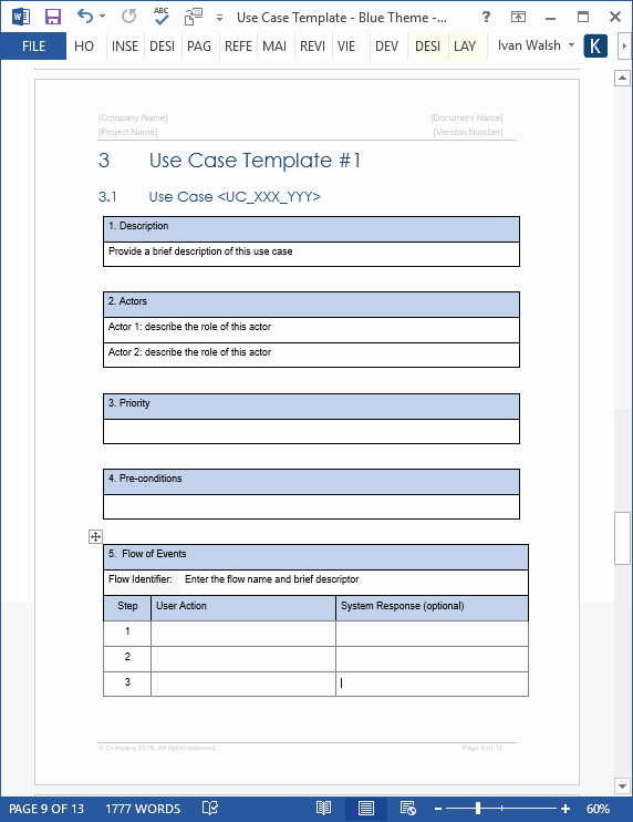 Use Cases Document Template Beautiful Use Case Template – Ms Word &amp; Visio Templates