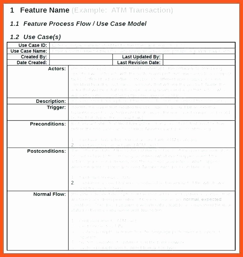 Use Cases Document Template Luxury Printable Use Case Template Description Specification
