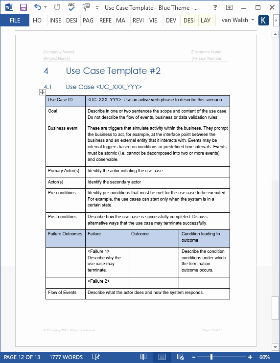 Use Cases Document Template Luxury Use Case Template – Ms Word &amp; Visio Templates