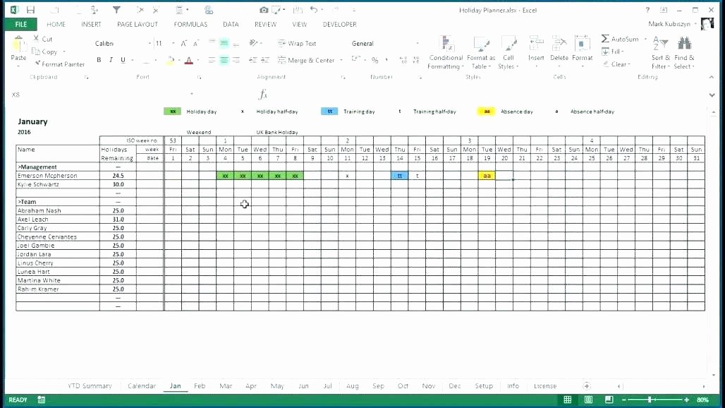Vacation Calendar Template 2017 Unique Excel Employee Vacation Calendar Template 2017