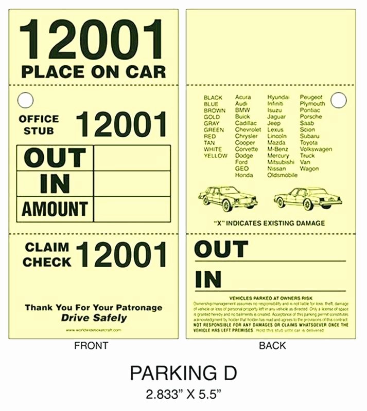 Valet Parking Ticket Template Lovely Custom Food Roll Ticket Samples Valet Parking Tag Template