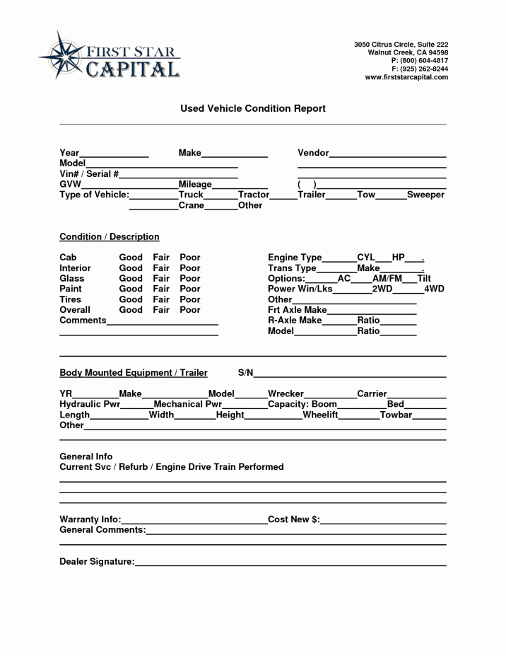 Vehicle Condition Report Template Awesome Vehicle Condition Report Templates Word Excel Samples