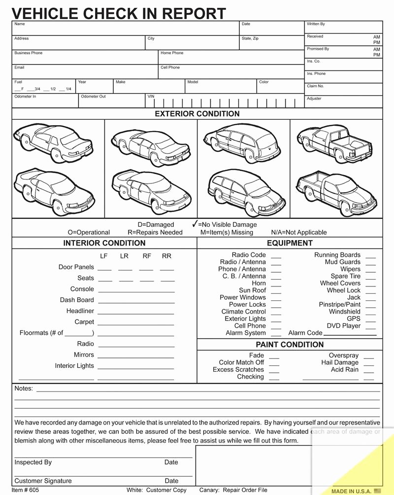 Vehicle Condition Report Template Elegant form Templates Vehicle Condition Report form Vehicle