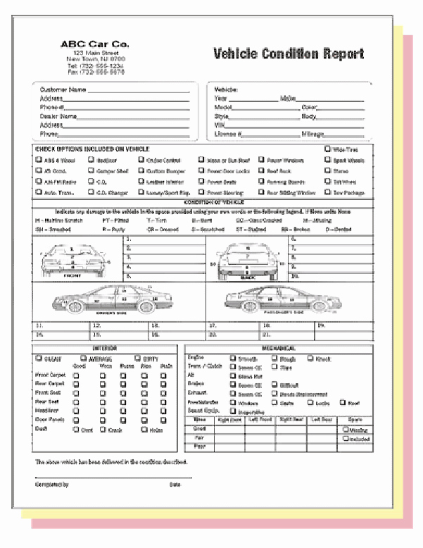 Vehicle Condition Report Template Fresh Vehicle Condition Report Templates Word Excel Samples