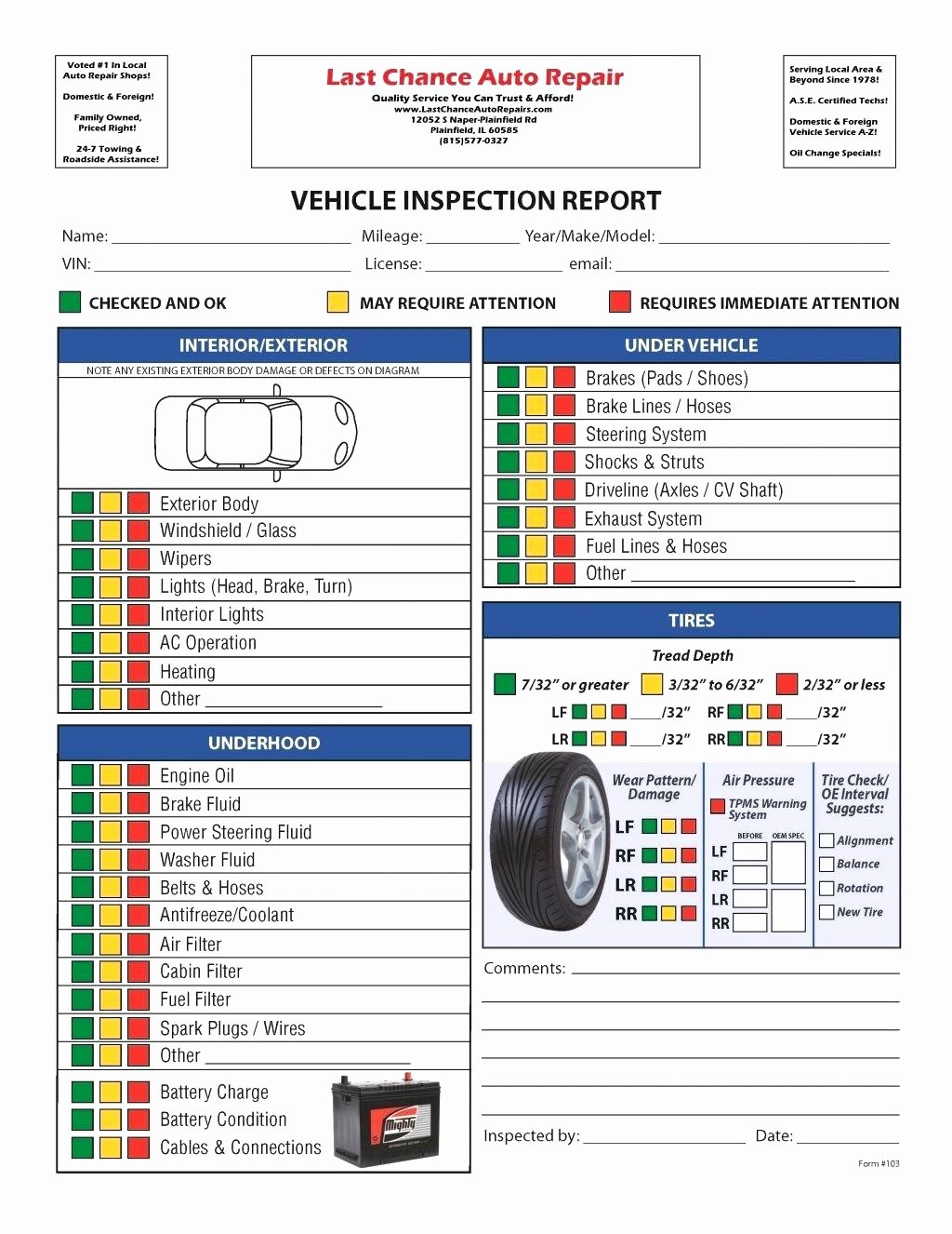 Vehicle Condition Report Template Inspirational Vehicle Condition Report form Template
