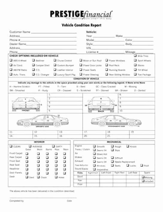Vehicle Condition Report Template Lovely Vehicle Condition Report Templates Find Word Templates