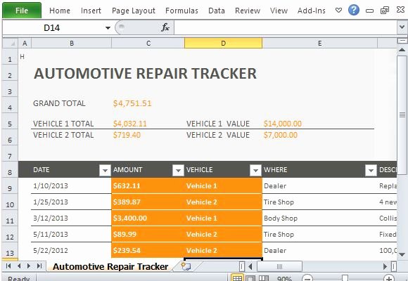 Vehicle Maintenance Log Excel Template Best Of Car Repair Tracker Template for Excel 2013