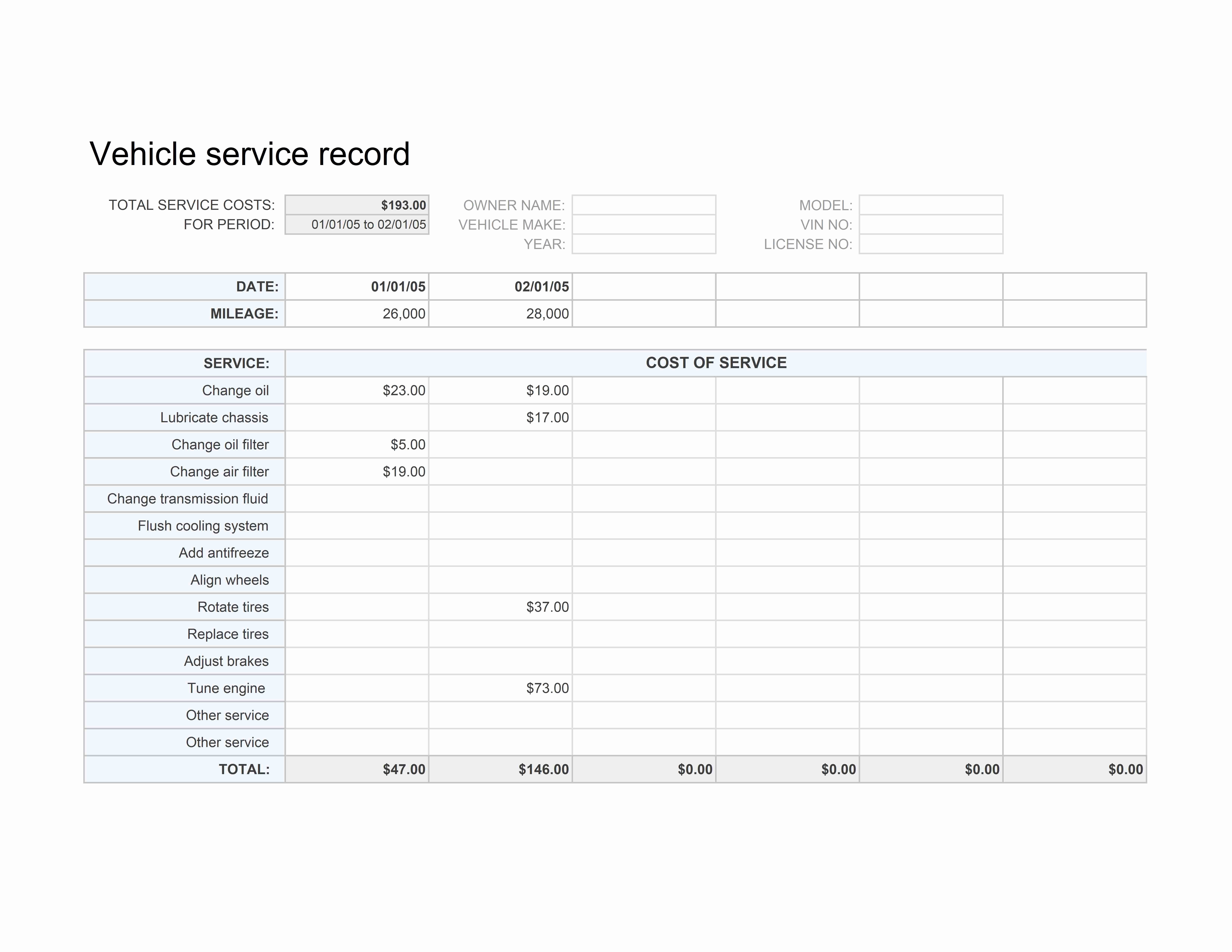 Vehicle Maintenance Log Excel Template Best Of Vehicle Service Record Template