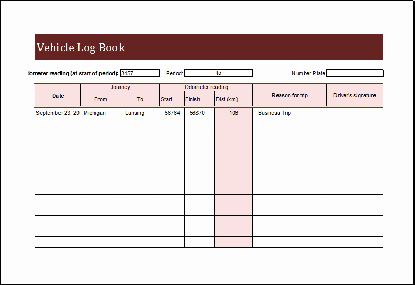 Vehicle Maintenance Log Excel Template Fresh Vehicle Log Book Template for Ms Excel