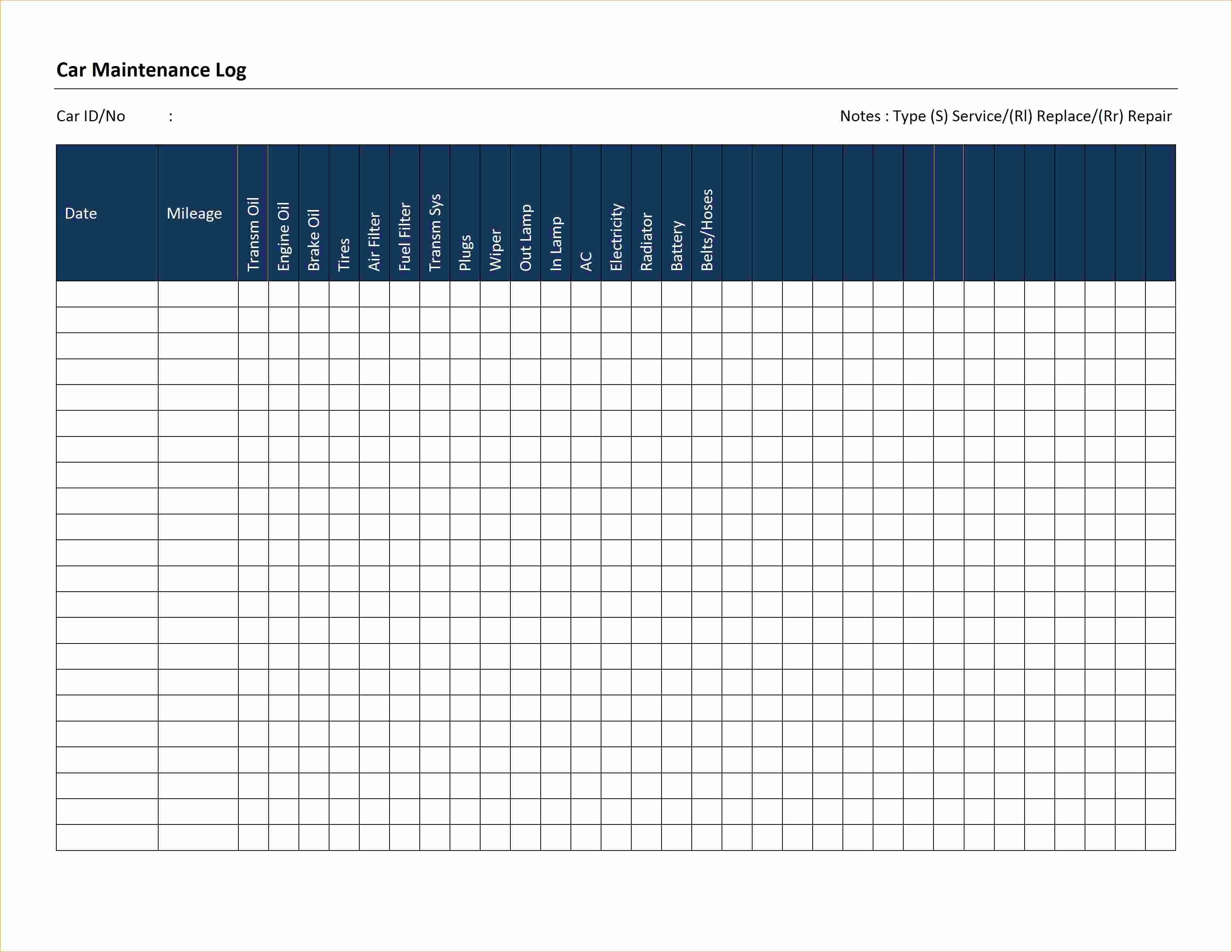 Vehicle Maintenance Schedule Template Awesome Fleet Vehicle Maintenance Log Template