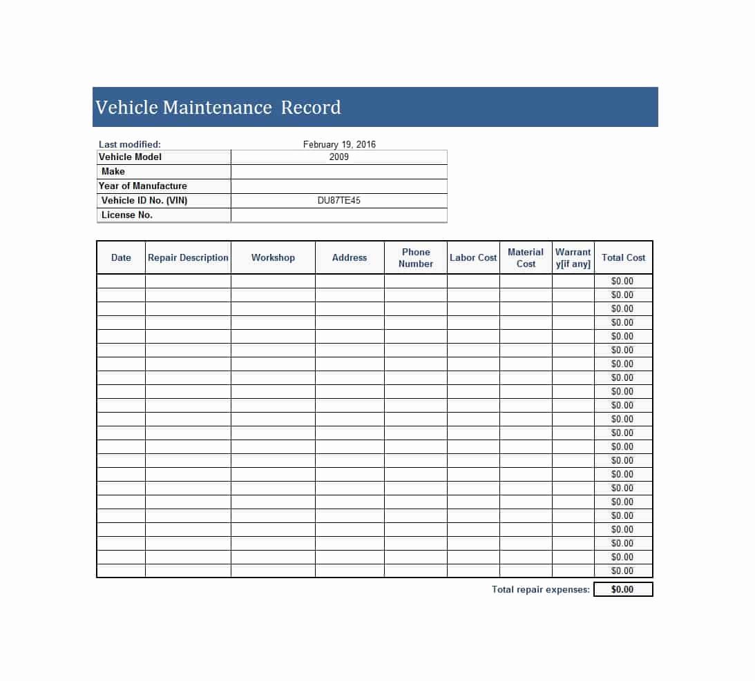 Vehicle Maintenance Schedule Template Awesome Truck Maintenance Spreadsheet Spreadsheet softwar Truck