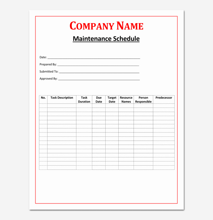 Vehicle Maintenance Schedule Template Lovely Vehicle Maintenance Schedule Template 10 for Word